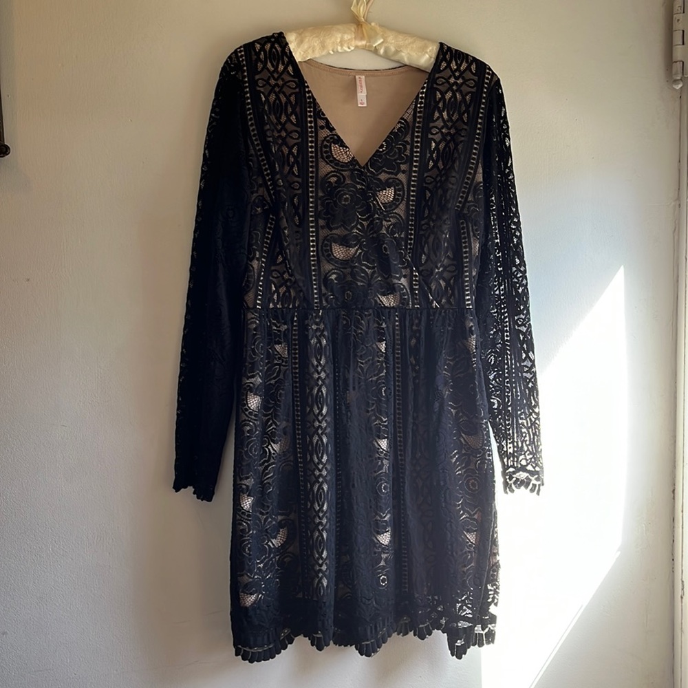 xhilaration black lace dress size large